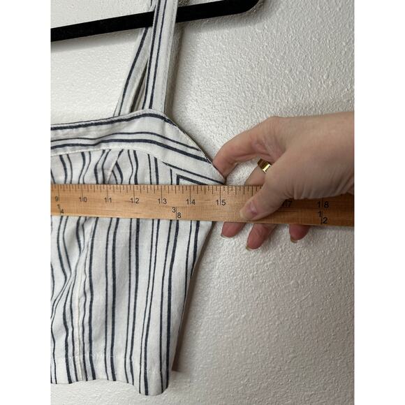 Brandy Melville Astrid White & Black Stripe Button Down Crop Top - Picture 4 of 11